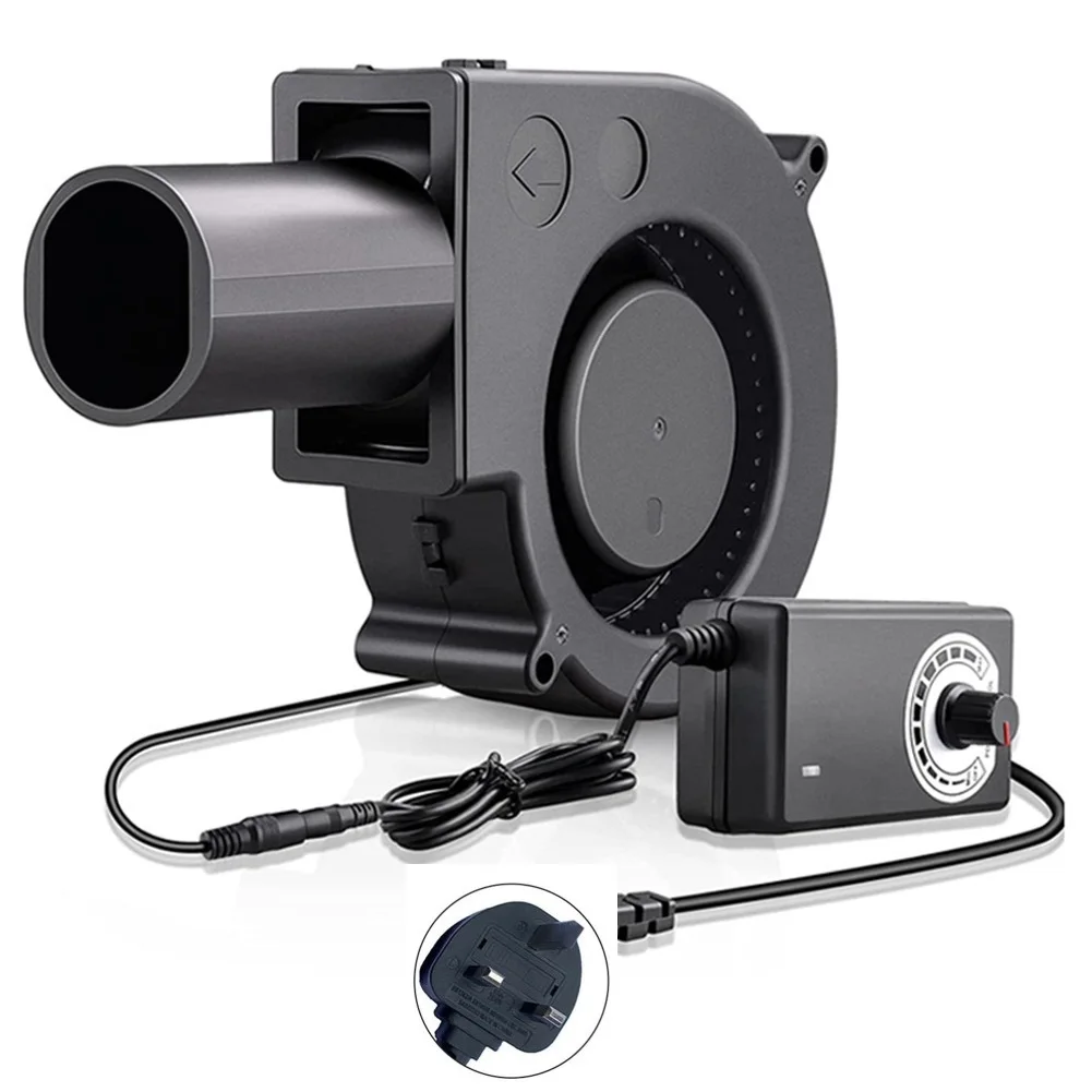 

1pc 97mm Blower Fan With Speed Controller & Air Outlet For BBQ Heater Outdoor BBQ Stove Wood Stove Oil Stove DC 12V 2A