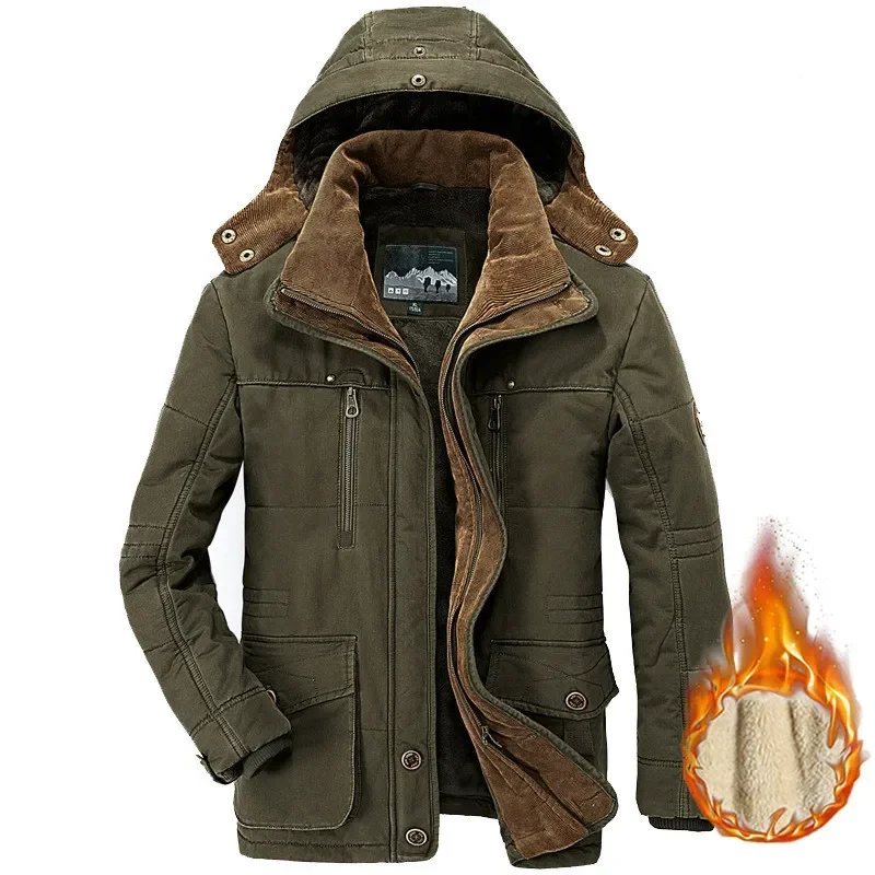 Men's Winter Jacket Parka Plus Velvet Thick Multi Pocket Jackets