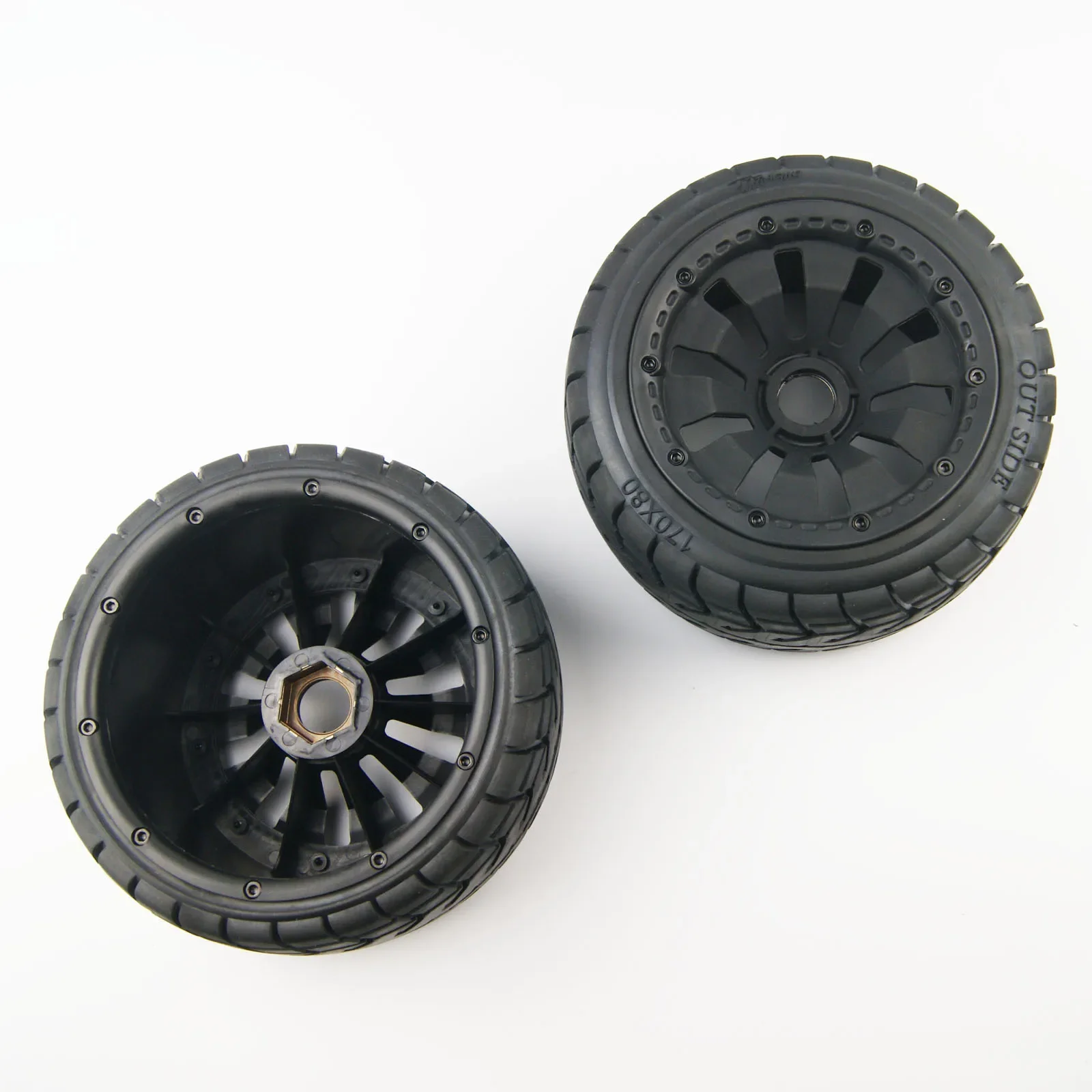 Jantes Beadlock Orange Rovan 24mm + Pneus Dirt Buster - Compatible HPI Baja King Motor 1:5