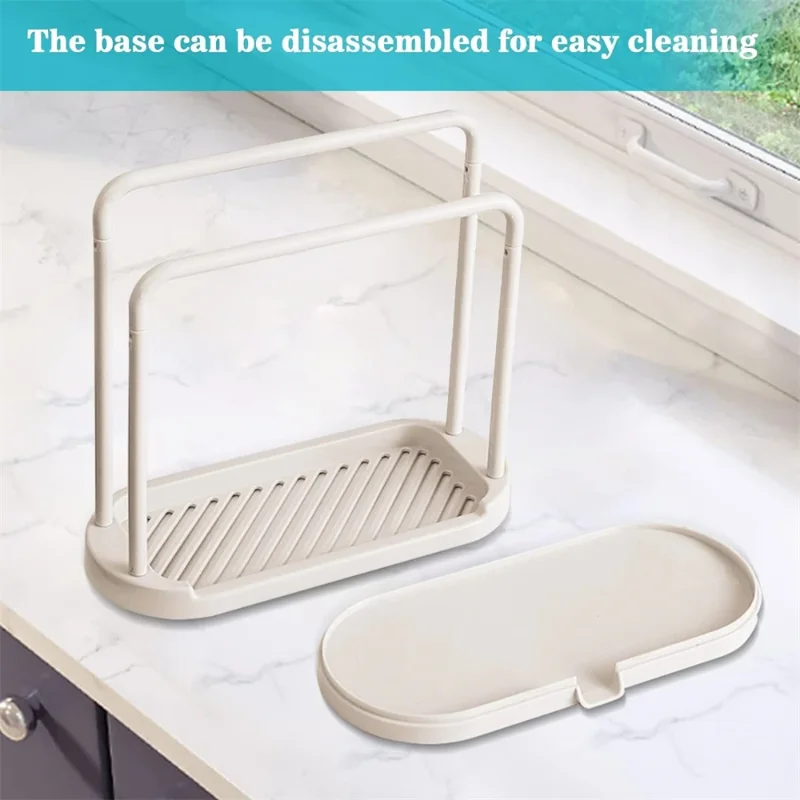 Sink Sponge Holder 1PCS Detachable Kitchen Dishcloth Holder Rag Hanger Bathroom Scrubber Brush Organizer