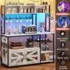 Itaar 47.2 Inch Bakers Rack with Power Outlet, Microwave Stand with Storage, Farmhouse Coffee Bar Cabinet Station with Wine Rack 4