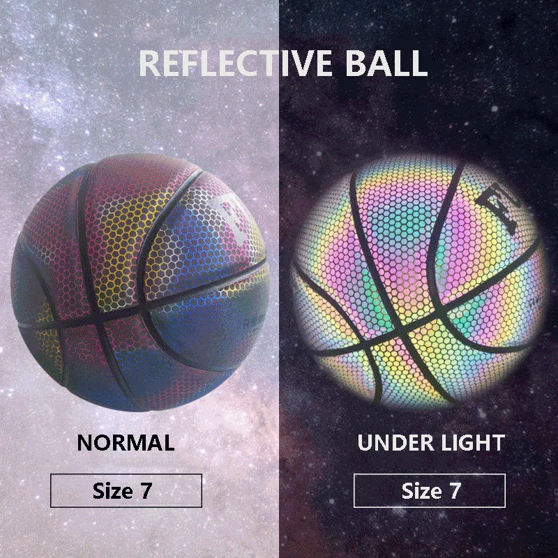 PU Basketball Reflective Ball Glow Basketball Size 7 Outdoor Indoor Ball Glowing Luminous Basketbol Gift