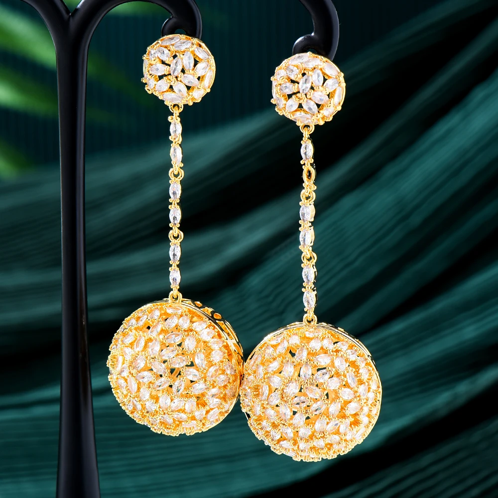 

Missvikki Дубай итальянские Длинные круглые Висячие серьги для благородных роскошных женщин Свадебная вечеринка шоу ювелирные изделия подарок новинка Лидер продаж