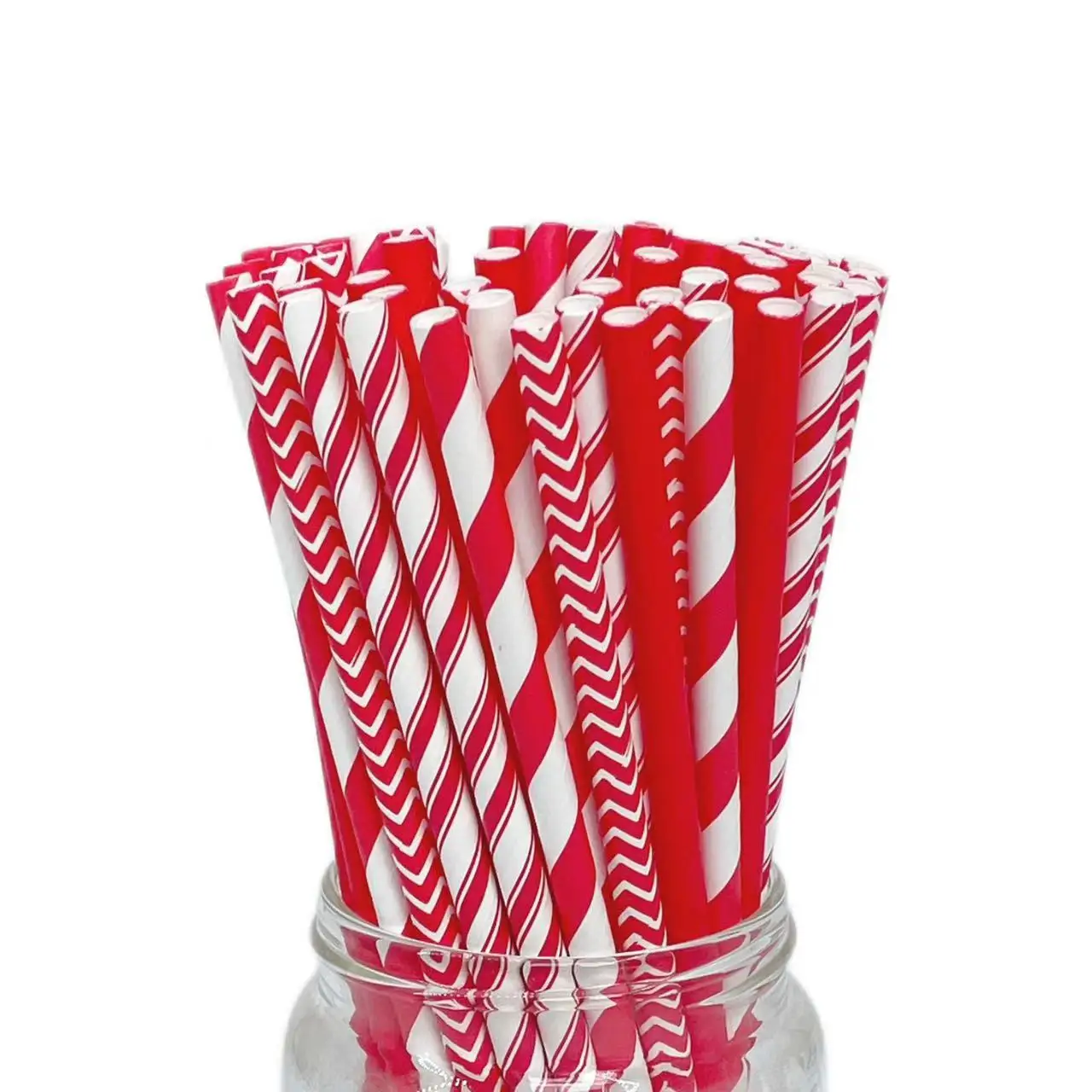 200pcs-disposable paper straws-6*197mm-available for Valentine's Day and New Year's Day-party decorations
