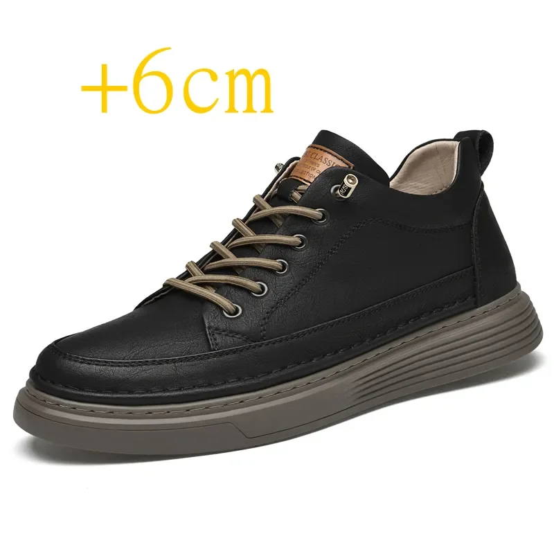 

Genuine Leather Heightening Shoes Elevator Height Increase Shoes Men Height Increase Insole 6CM Men Sneakers Sport Shoes