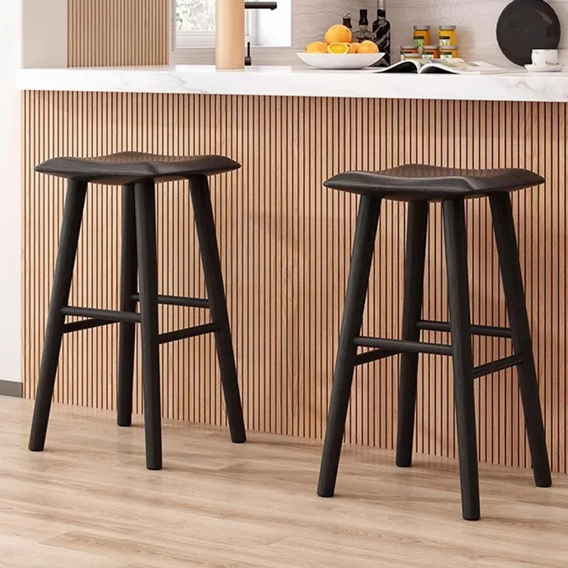 

Coffee Shop Counter Bar Stool Vintage Design Wood Bistro Bar Chairs Minimalist Comfortable Chaise De Bar Haute Cafe Furniture