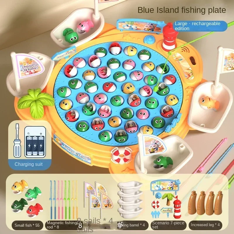 Newest Electric Fishing Toy Children's Jigsaw Puzzle Magnetic Fishing Pond Pole Early Education Children's Toy Gifts
