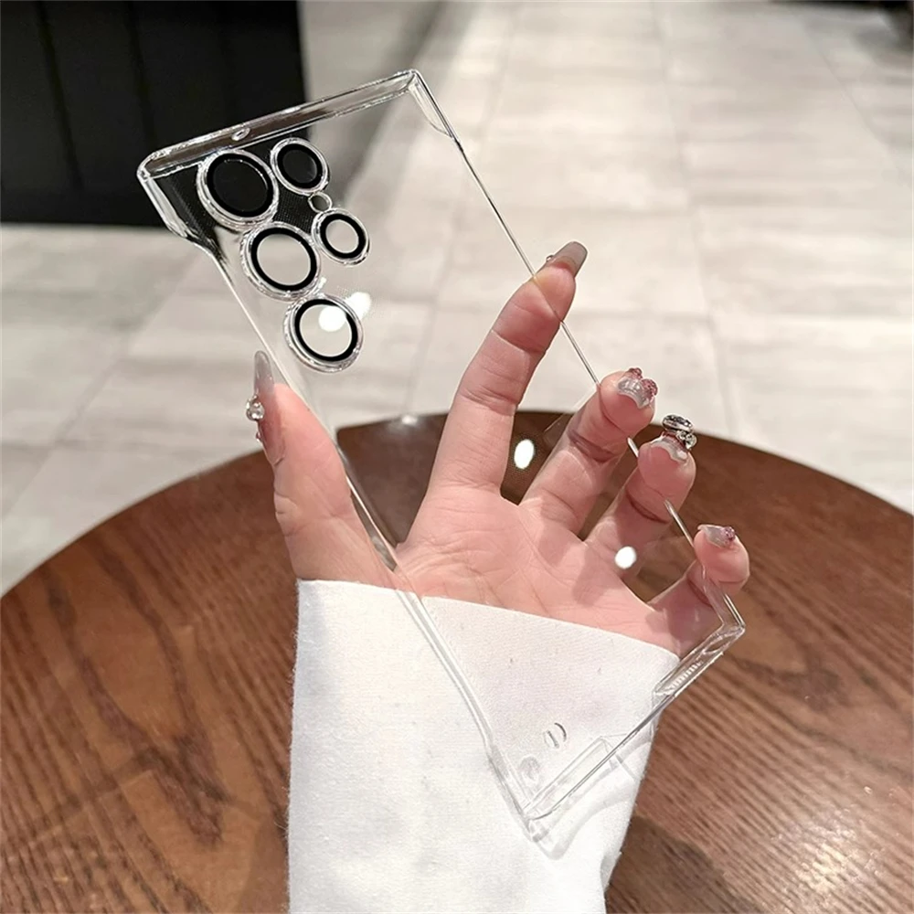 Luxury Transparent Slim Plating Frameless Phone Case - Clear Hard Acrylic Shockproof Cover