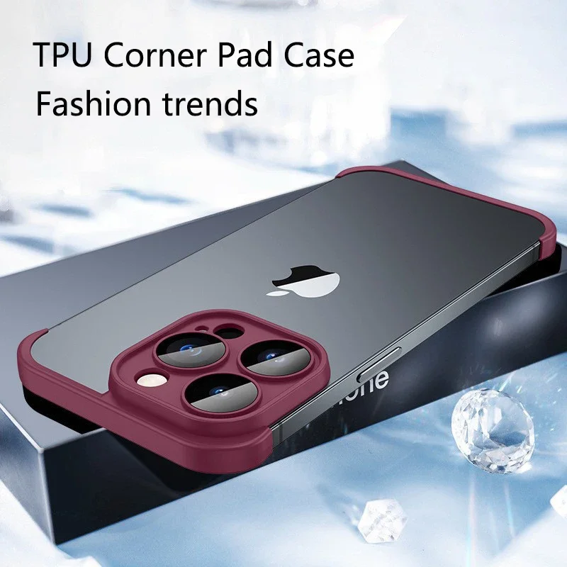 

Soft TPU Corner Pad for iPhone 15 14 13 Pro Max For 15 14 13 Pro case Real Bare Cell Phone Camera Lens Fame Edge Protector Case