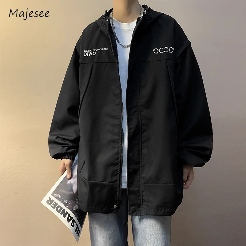 

Safari Style Jackets Men Hooded Fashion All-match Spring Autumn Handsome Streetwear Teenagers Loose American Simple Daily