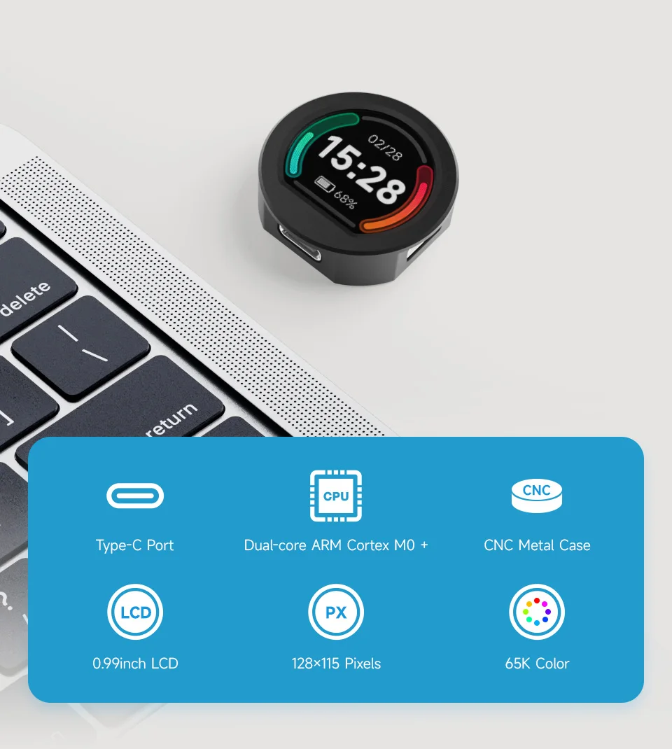 ����� ���� RP2040 ģ, 0.99 ��ġ ���� LCD ���÷��� ��ũ��, 6 �� ����, �µ� ����, 128 �� 115 �ȼ�, 2MB �÷���, 264KB SRAM