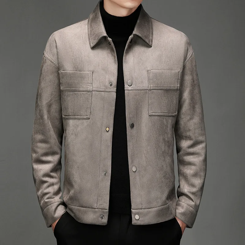 

2023 Men's Autumn New Suede Lapel Overalls Jacket Youth Casual Jacket