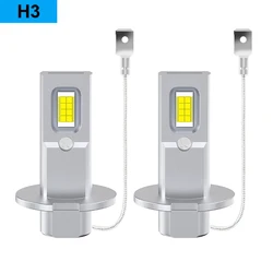 Premium Car LED Headlight - High Beam Aluminum Silver, 12V 6000LM, White Light Bulb - White (H3)