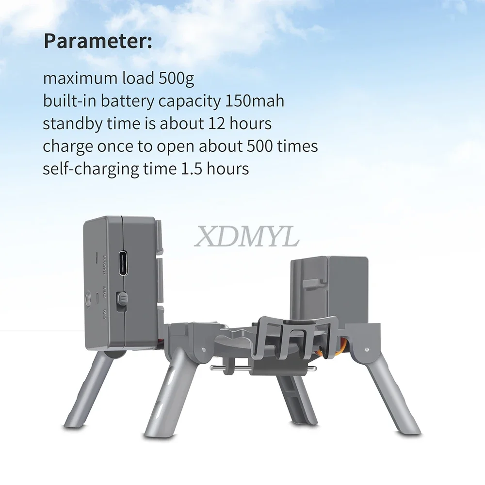 Lanceur de drone DJI AIR 3S/AIR 3 en action, charge max 500g, batterie 150mAh