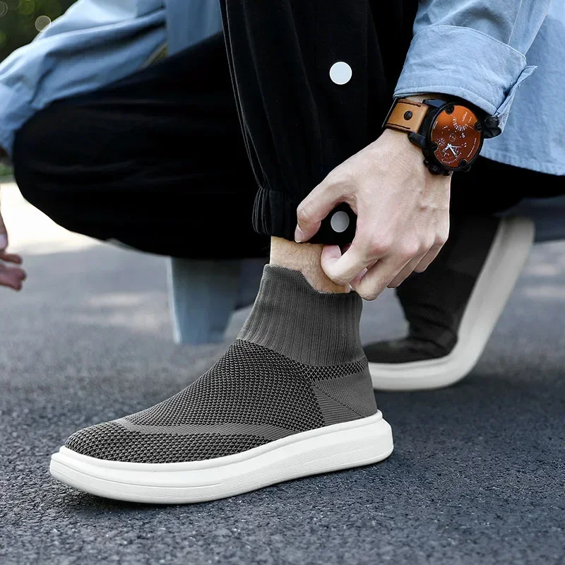 Warme Männer Casual Turnschuhe Bequeme Herren Stiefeletten Leichte Paar Walking Laufschuhe Mesh High Top Mann Socken Schuhe – Detail 16