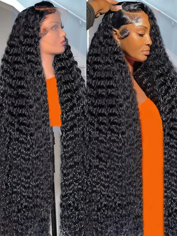 Human Hair Wig 300% High Density Loose Deep Wave 40Inch 13x6 13x4 HD Lace Frontal Full Glueless Ready To Go Preplucked Curly