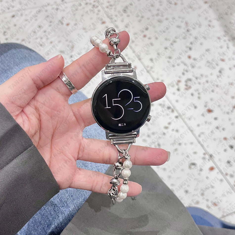 Pulseira de Pérola para Samsung Galaxy Ver 44 mm 40 mm Pro Clássico Ativo 20 mm 22 mm Corrente Pulseira para Huawei gt Pro Banda