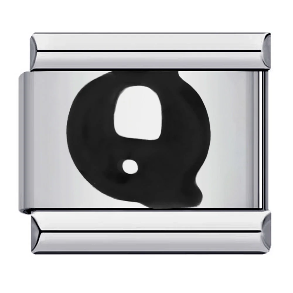 Elegant Glaze Black Italian Letter Charms Stainless Steel Bracelet for Women and Men Jewelry Making