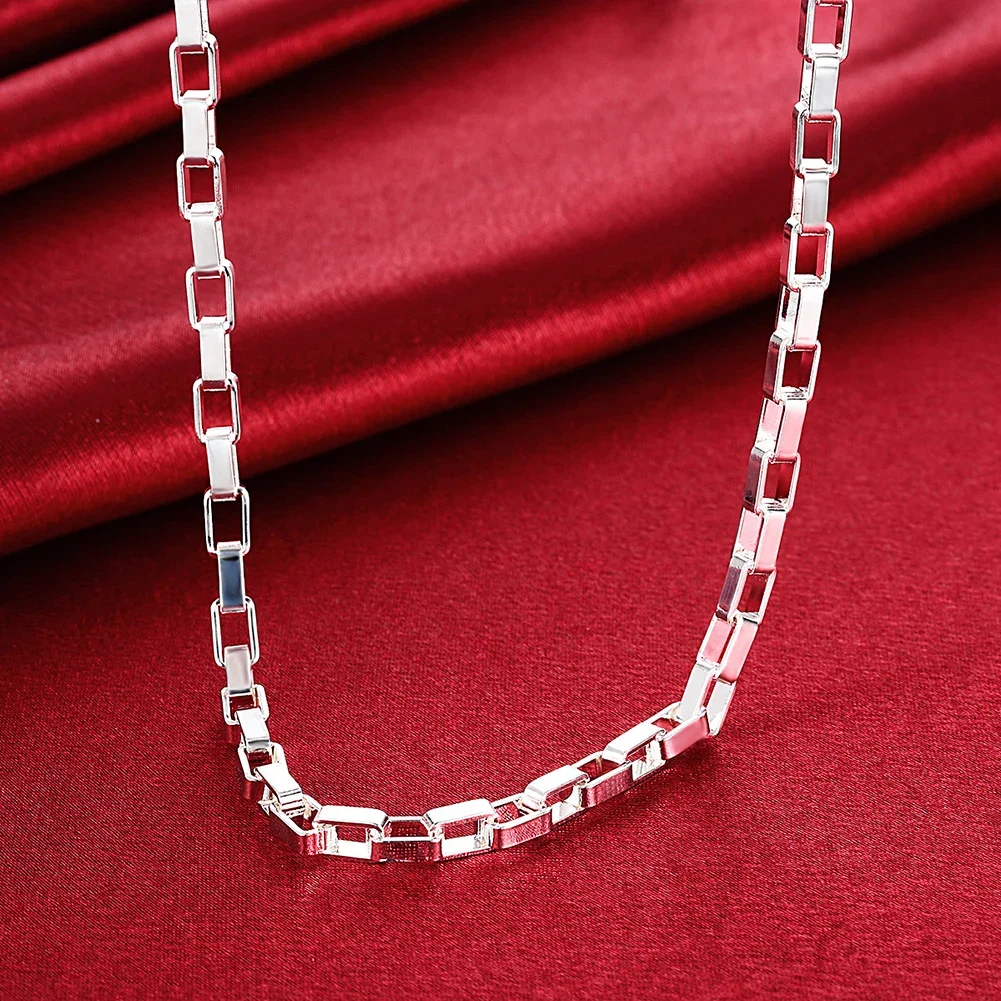 50CM Fine designer 5MM long box chain 925 Sterling Silver Necklace For Women man fashion party Wedding luxury Jewelry gifts