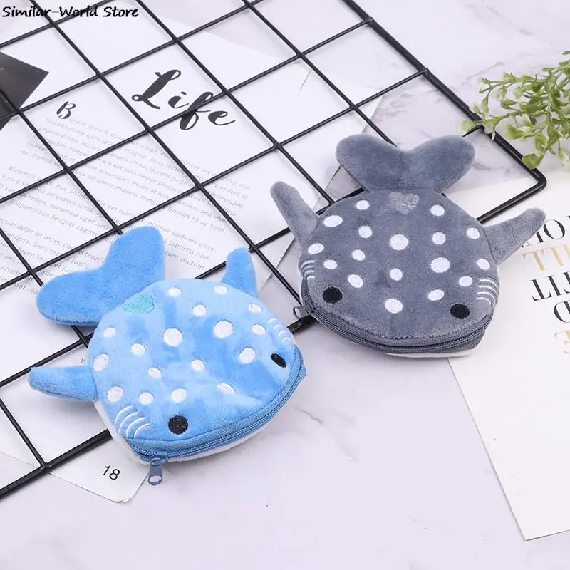 

Cute Cartoon Plush Shark Coin Purse Plush Animal Wallet For Women Kids Zipper Coin Bag