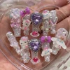 10Pcs Hot Sale Kawaii Sanrio Hello Kitty Kuromi Fake Nail Art Handmade 3D Bowknot Rhinestone Removable Nail Art Girls Gift 6