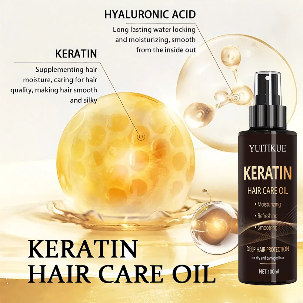Keratin Hair Oil · Moisturizing, Refreshing and Smooth Deep Hair Care Suitable for Dry and Damaged Hair