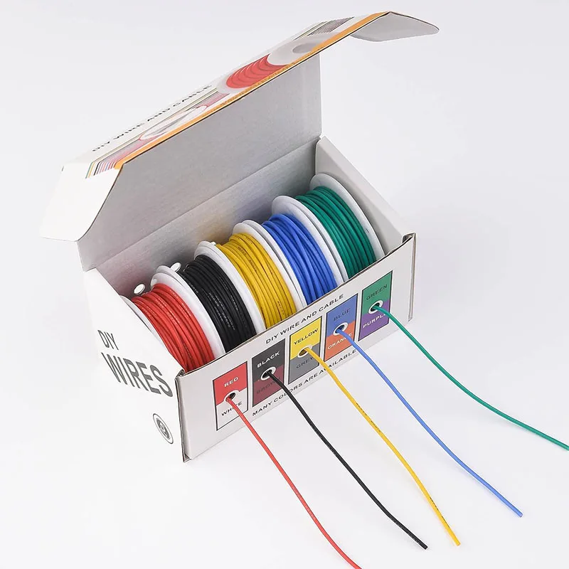 22 awg/0,3 mm² verzinntes Kupferkabel DIY Boxed flexible hitze beständige Silikon-Verbindungs kabel 5 Farben 10m Auto/Home Power – Detail 7