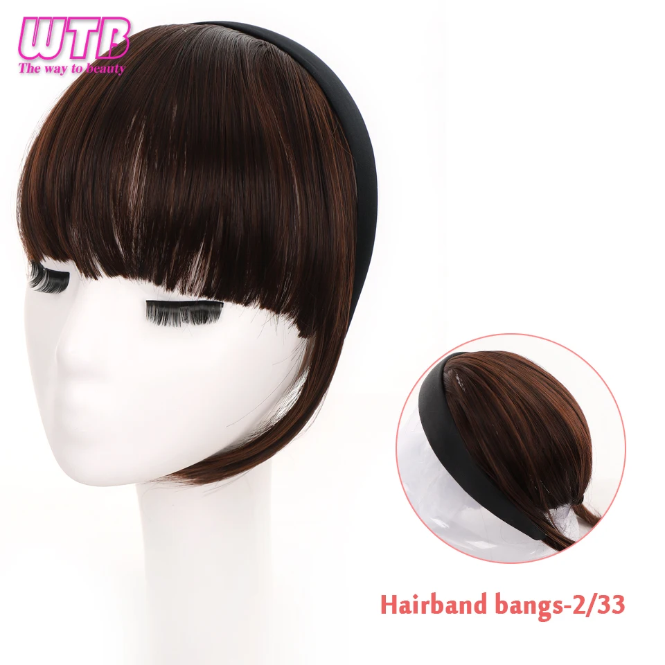 Tanie WTB Braid pałąk Bangs syntetyczne grzywki do przedłużania włosów fałszywe frędzle naturalne sklep