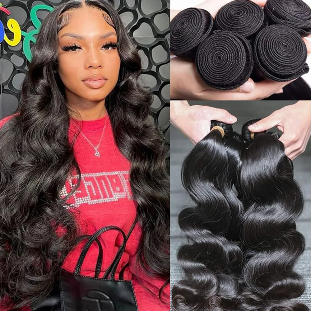 Raw Virgin Unprocessed Body Wave Human Hair Bundles 1-4 Pcs 100% Human Hair Brazilian Body Wave Human Hair Bundles Extensions