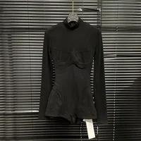 Sexy Mesh Long Sleeve Onesie Short Pants Bootleg Outfit Women's Design Sensual Pure Desire Fashionable Outerwear T-shirt