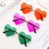 Accessories Hippie Costume Party Rimless Heart Sunglasses Pink Hippie Sunglasses Metal Sun Glasses Heart-Shaped 2