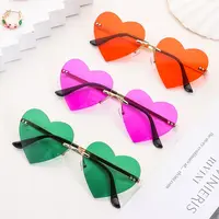 Accessories Hippie Costume Party Rimless Heart Sunglasses Pink Hippie Sunglasses Metal Sun Glasses Heart-Shaped 2