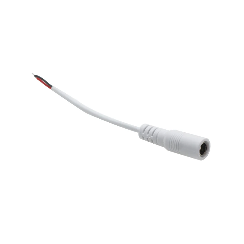 DC 케이블 순수 구리 와이어 암수 커넥터, PVC 절연 전원 코드, 피그테일-펜 엔드 화이트 12V 공급, 5.5x2.5 2.1mm