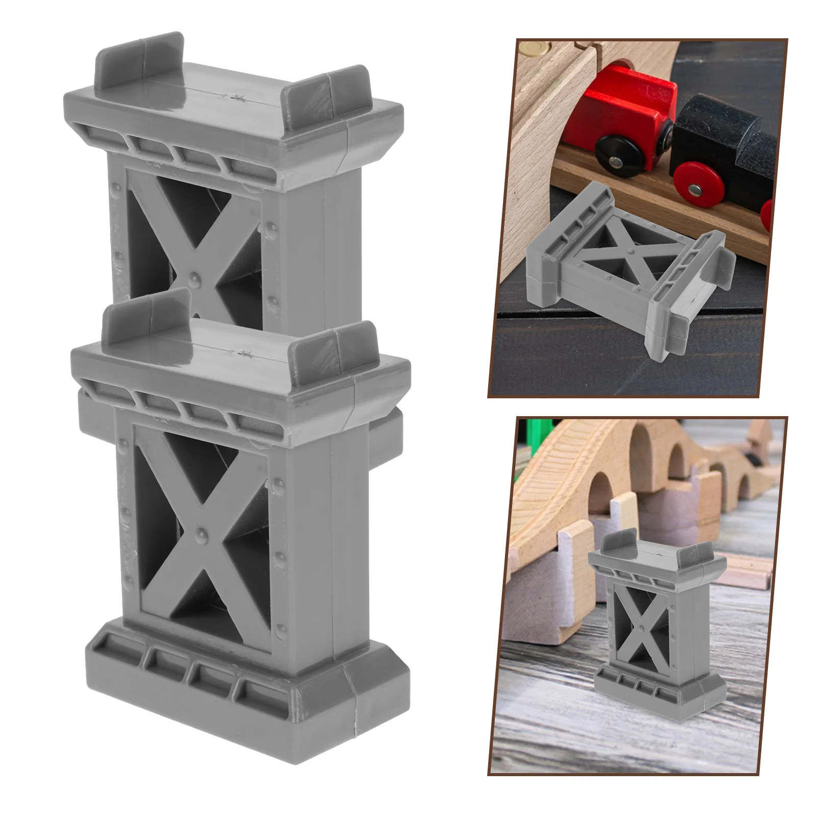 Train Pier Wooden Bridge Support Track Supports Railway Accessories Child Toy Risers