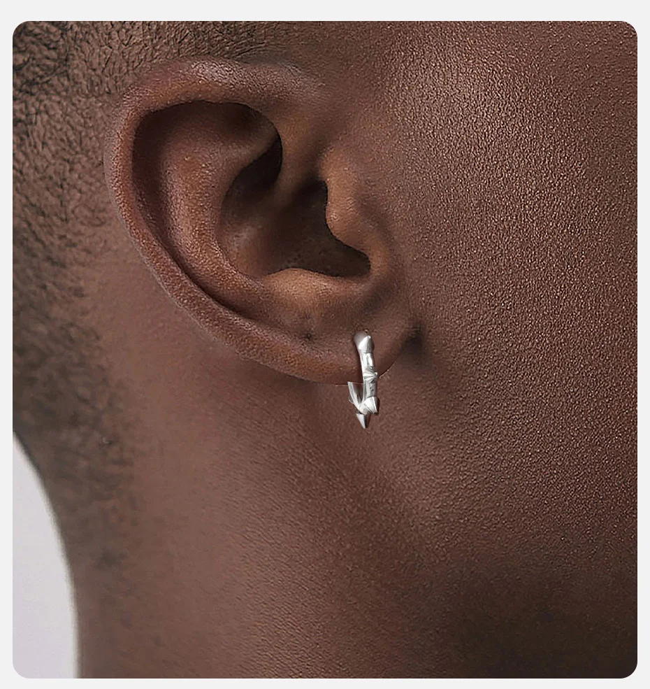 VNOX Edelstahl hypoallergen Spike Kreis Runde Creolen 20,2 x 16 mm Gothic Punk Schmuck Geschenke für Männer Party Festival – Detail 2