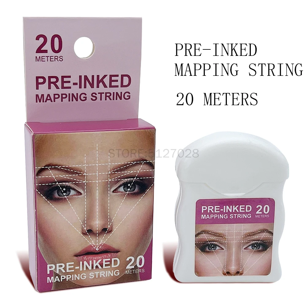 20m Pre-Inked Eyebrow Mapping String, Pre-Inked Microblading String Black  White Ink Eyebrow Thread Brow Marke Eyebrow Thread Brow Marker Tattoo