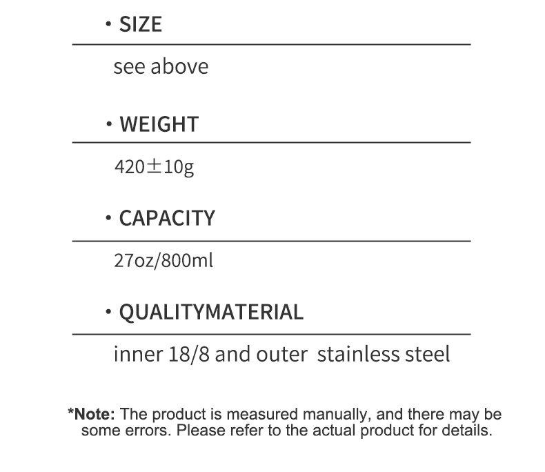 WATERSY 800ml Stainless Steel Water Bottle Double Wall Vacuum Insulated Thermal Cup with Straw & Handle, for Travel Gym Office
