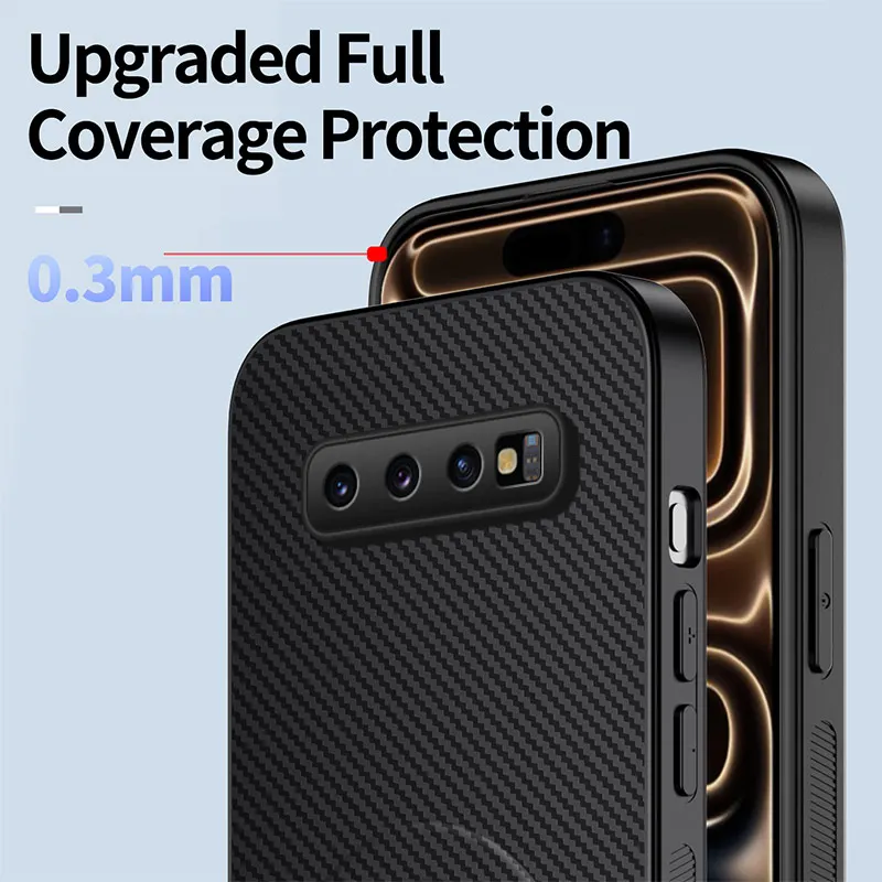 Magnetic Carbon Fiber Wireless Charging Shockproof Stand Holder Case