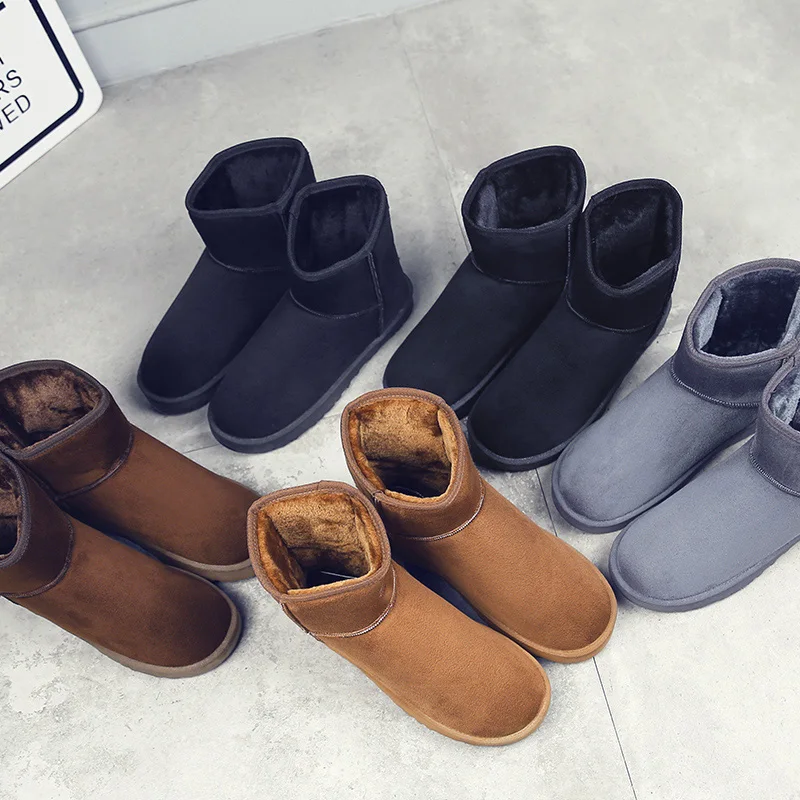 

NEW 2023 Style Basic Short Mini Winter Sheepskin Snow Boots Women Waterproof Natural Wool Fur Lined Ankle Warm Flat Shoes 35-44