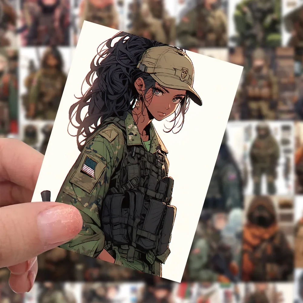 

10/60Pcs Cartoon Camouflage Clothing Beautiful Girl Stickers Children's Notebook Guitar Refrigerator Waterproof Kids Decal