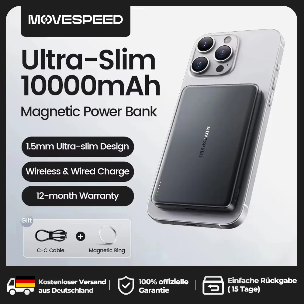 MOVESPEED S10 batterie externe magnétique mince 10000 mAh PD20W chargeur Portable batterie externe sans fil pour iPhone 16 Samsung Powerbank