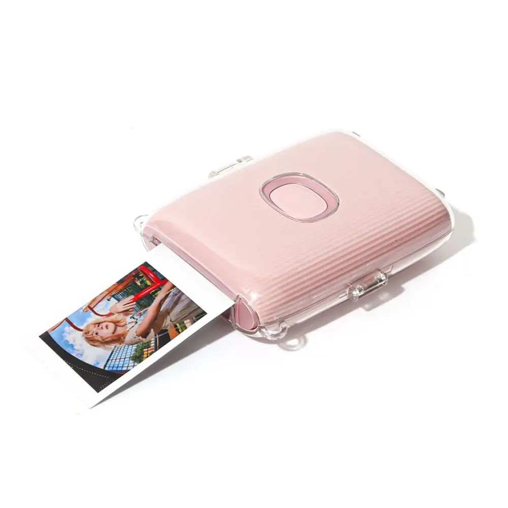 Fujifilm instax mini link2 용 어깨 끈이있는 크리스탈 클리어 충격 방지 보호 커버 포토 프린터 보관 케이스