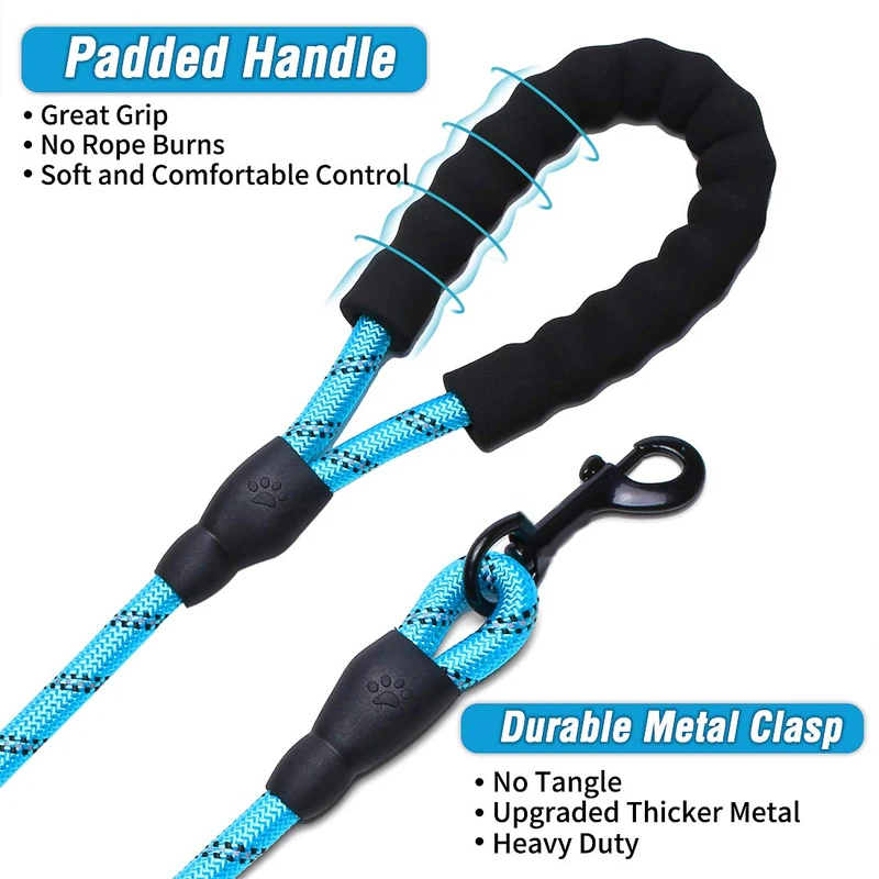 Pet Reflective Nylon Tow Rope 3m Non Slip Foam Handle Adjustable Towing Ropes Large Middle Small Dogs Outdoor Supplies