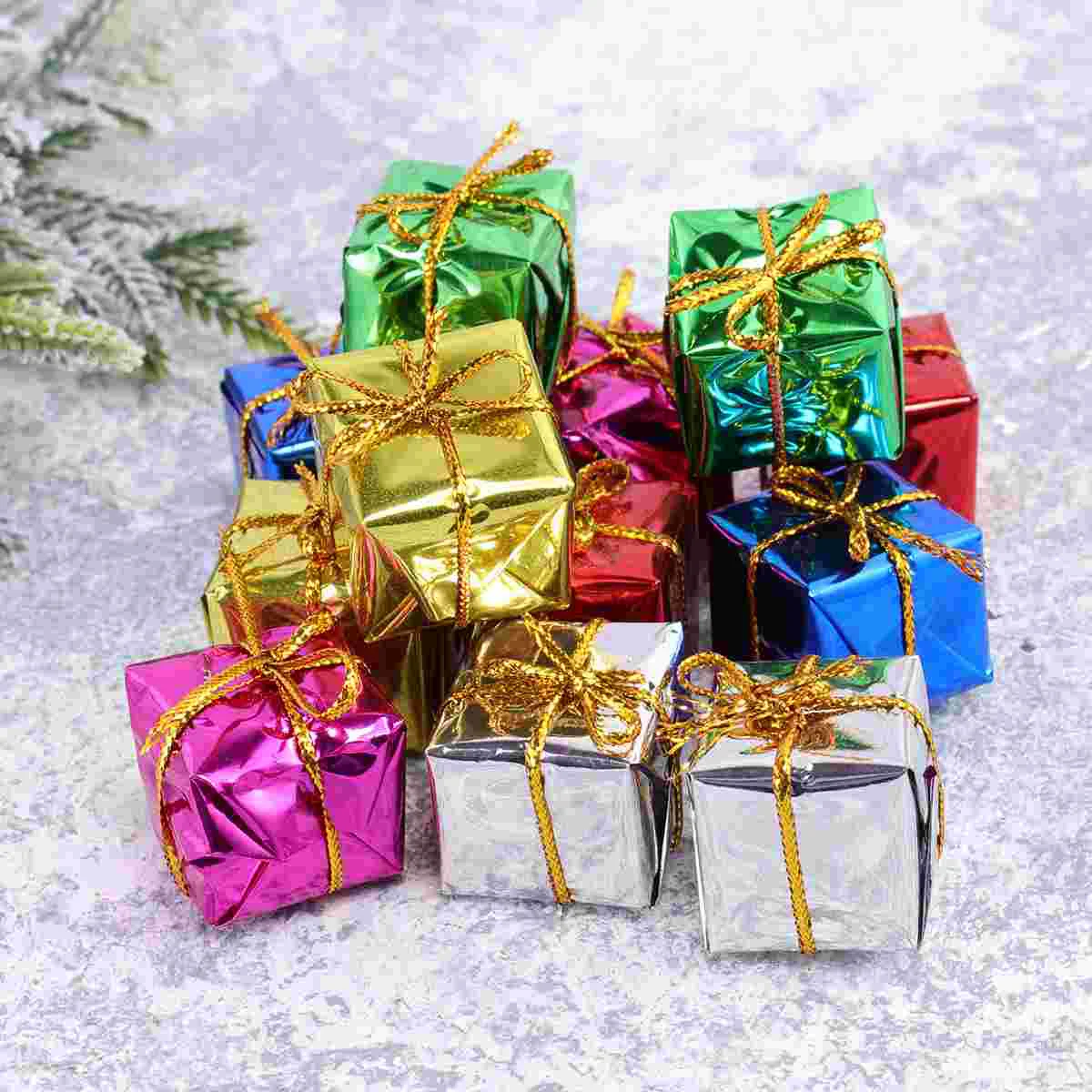 

60pcs Christmas Gift Boxes Assorted Color Xmas Tree Ornaments Candy Box For Christmas Party Decoration