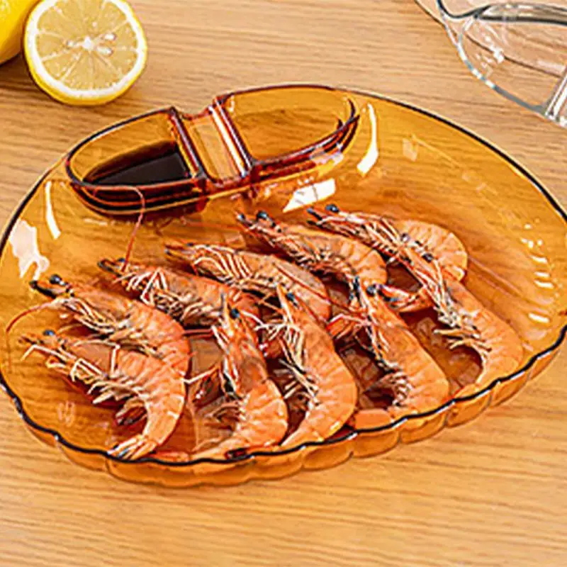 Fruit Serving Dishes Transparent Shell Shape Serving Dishes Household Plate With Dipping Saucer Portable Fries Plate For