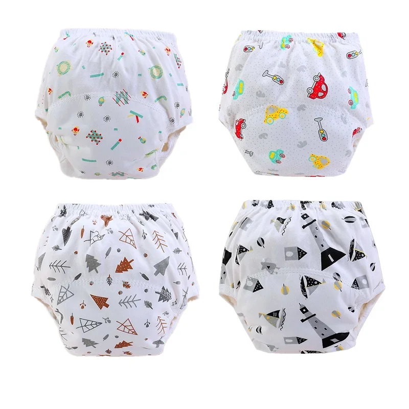 

4Pc/Lot 3layers Baby Diapers Reusable Training Pants Washable Cloth Nappy Underwear