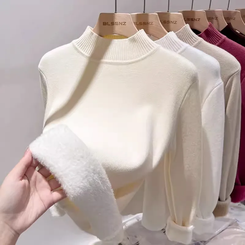 New Autumn and Winter Semi-turtleneck Women's Solid Color Sweater Fashion Slim-fit Long-sleeved Bottoming Shirt Knitwear Top