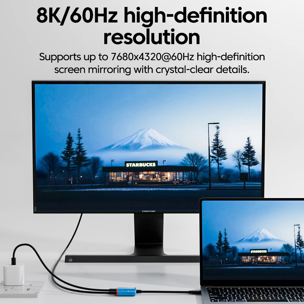 100W 고속 충전 풀 기능 충전 전송 라인 8K 화면 전송 확장 도크 타입-C 2-in-1 컨버터