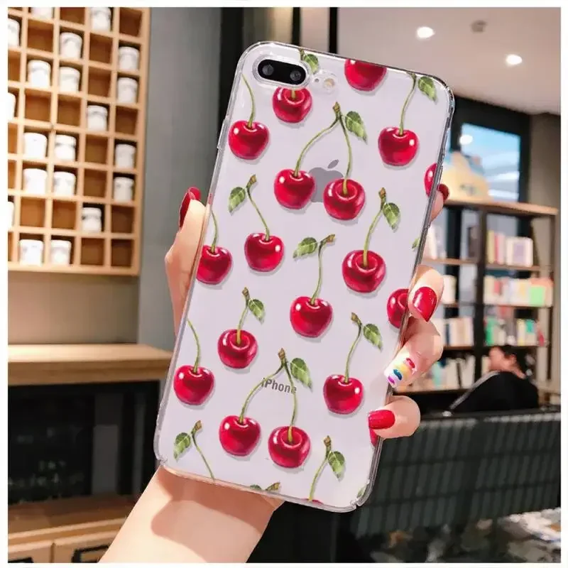 Cherries Silicone Transparent Soft Phone Case - Clear Fruit Design Cover