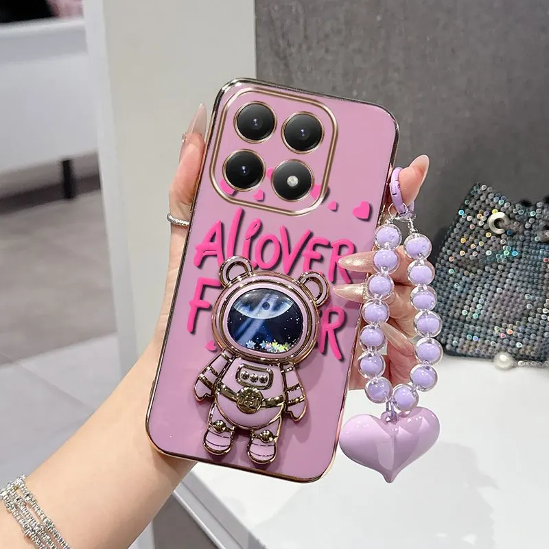 3-Piece Floral Phone Accessory Set: Fansphone Case, Bead Lanyard & Stand